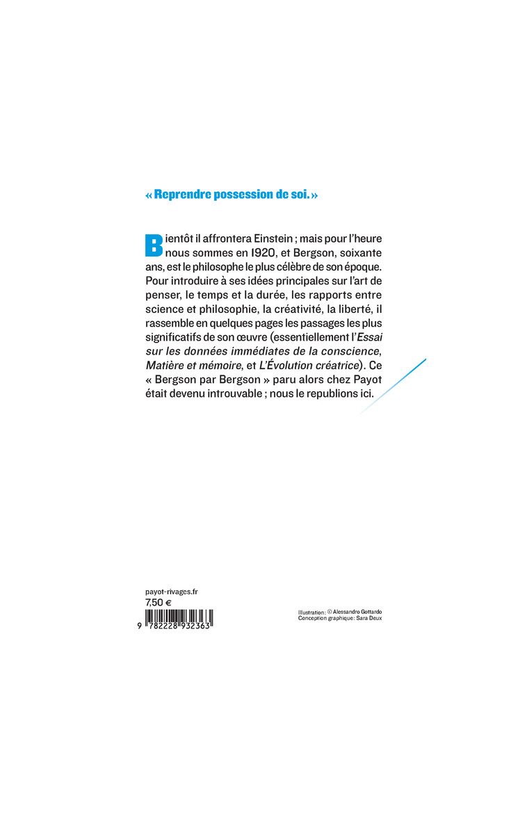 Réflexions sur le temps, l'espace et la vie - Henri Bergson - PAYOT