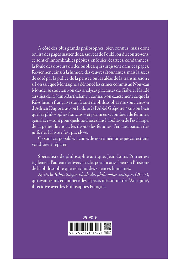 Bibliothèque idéale des philosophes français - Jean-Louis Poirier - BELLES LETTRES