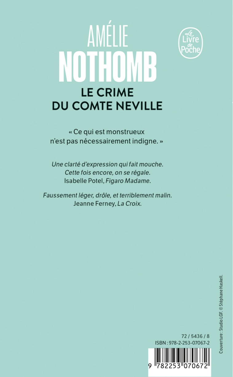 Le Crime du Comte Neville - Amélie Nothomb - LGF