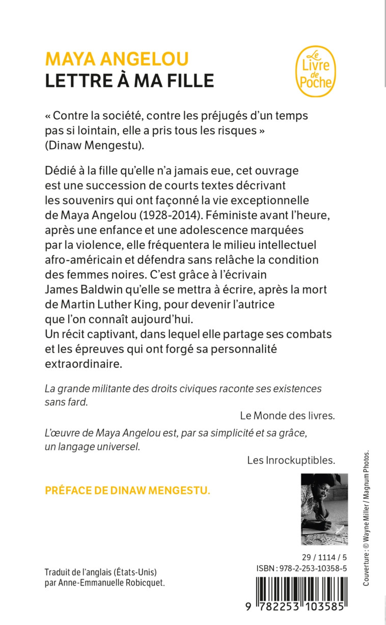 Lettre à ma fille - Maya Angelou - LGF