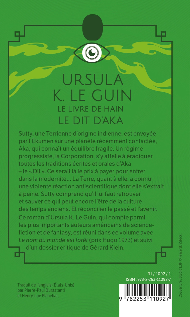 Le Dit d'Aka, suivi de Le nom du monde est forêt (Le Livre de Hain, Tome 6 et 7) - Ursula Le Guin - LGF