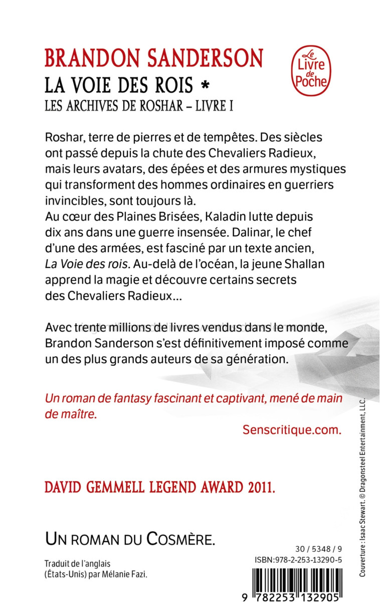 La Voie des Rois Volume 1 (Les Archives de Roshar, Tome 1) - Brandon Sanderson - LGF