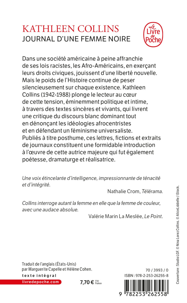 Journal d'une femme noire - Kathleen Collins - LGF