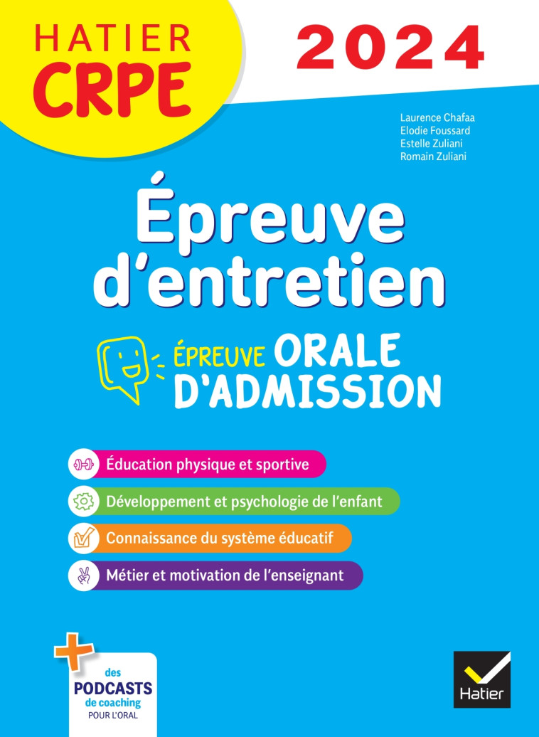 Epreuve d'entretien - CRPE 2024-2025 - Epreuve orale d'admission - Elodie Foussard - HATIER