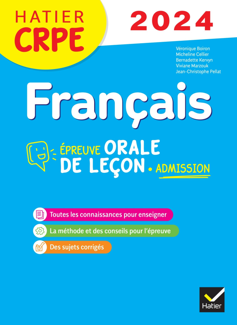 Français - CRPE 2024-2025 - Epreuve orale d'admission - Véronique Boiron - HATIER