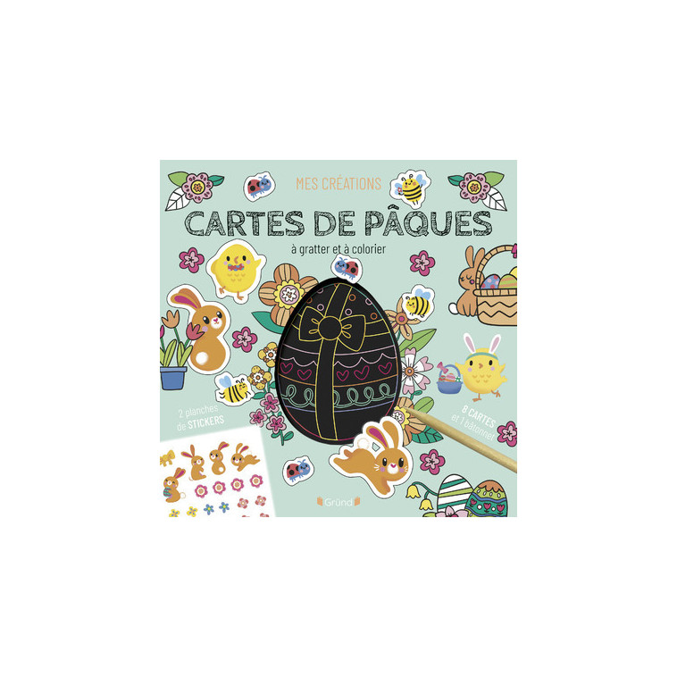 Cartes de Pâques à gratter et à colorier - Estelle Tchatcha - GRUND