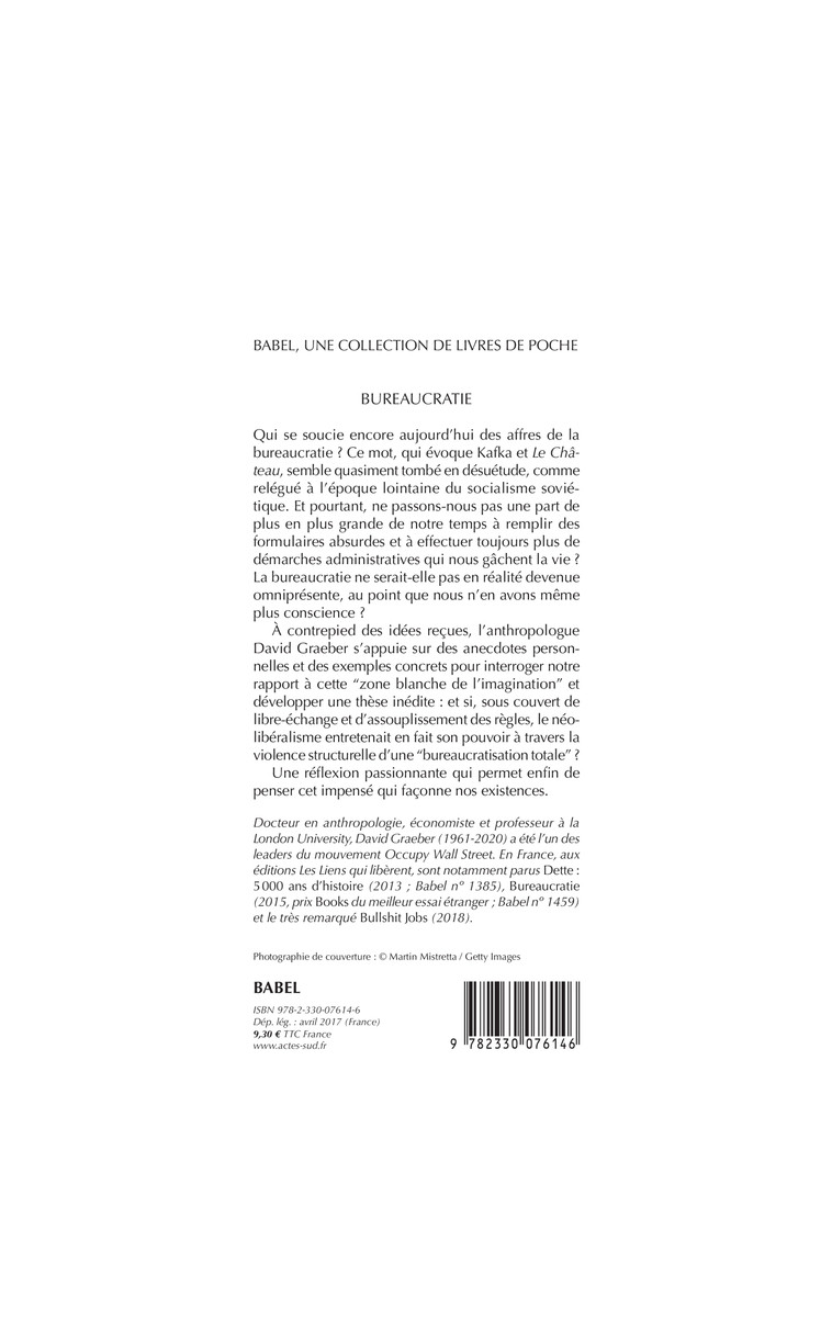 Bureaucratie - David GRAEBER - ACTES SUD