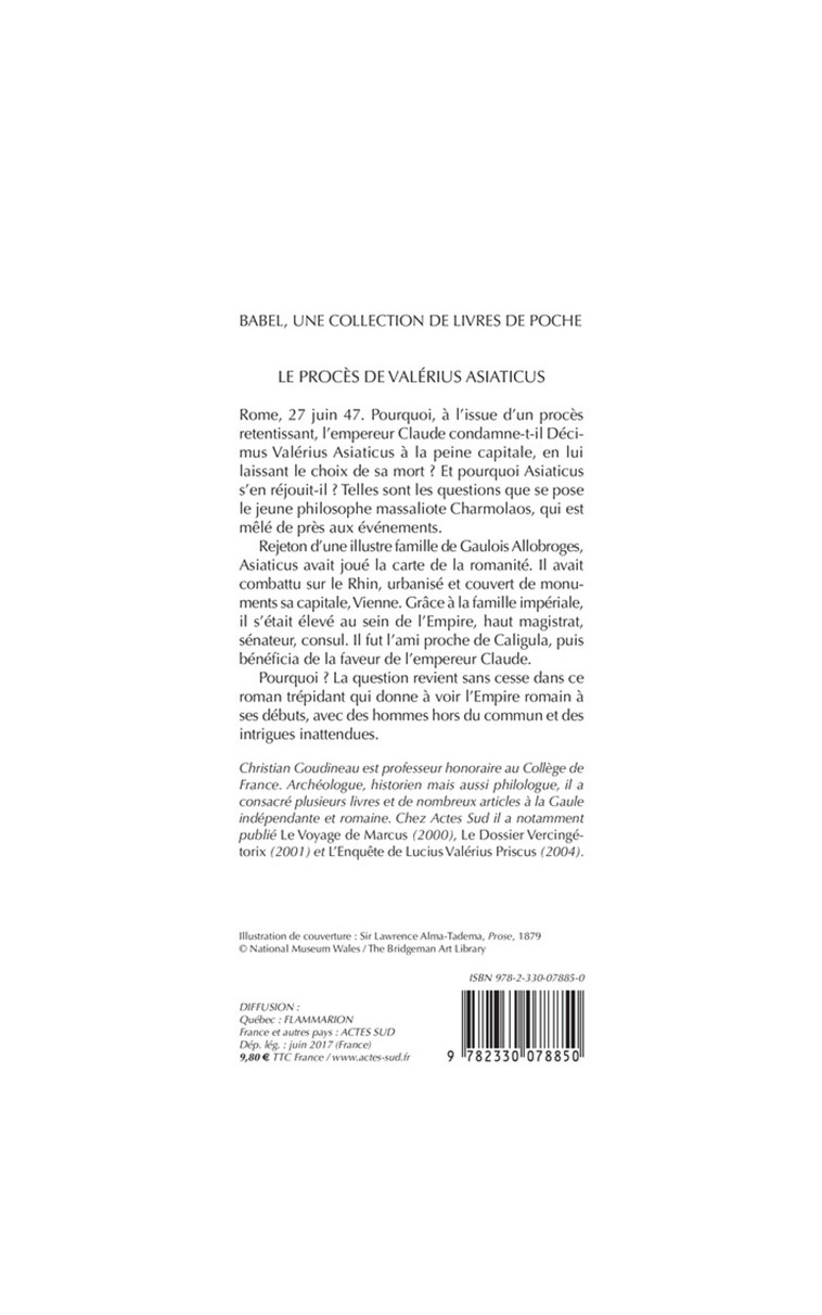 Le Procès de Valérius Asiaticus - Christian Goudineau - ACTES SUD