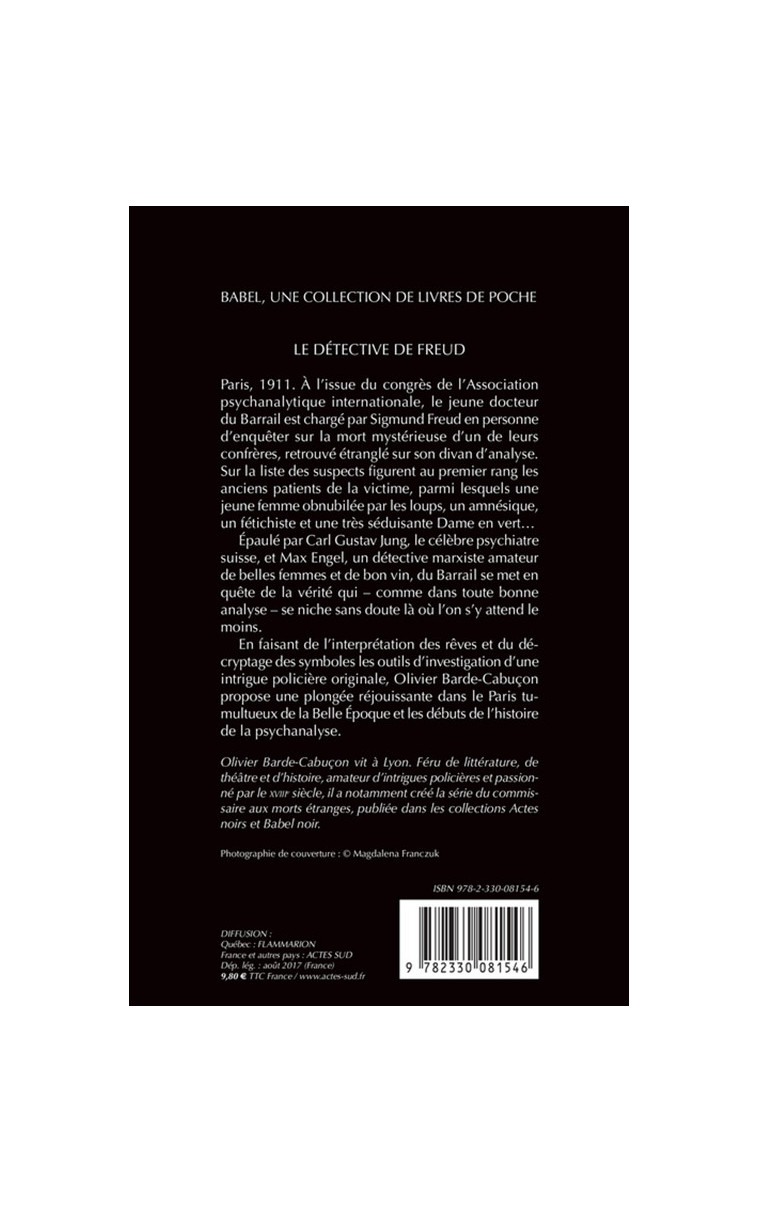 Le Détective de Freud - Olivier Barde-cabuçon - ACTES SUD