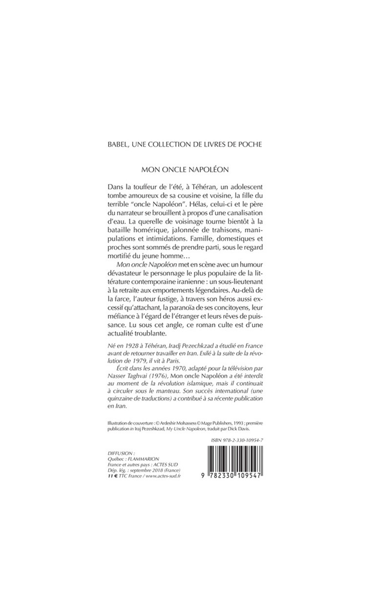 Mon oncle Napoléon - Iradj Pezechkzad - ACTES SUD