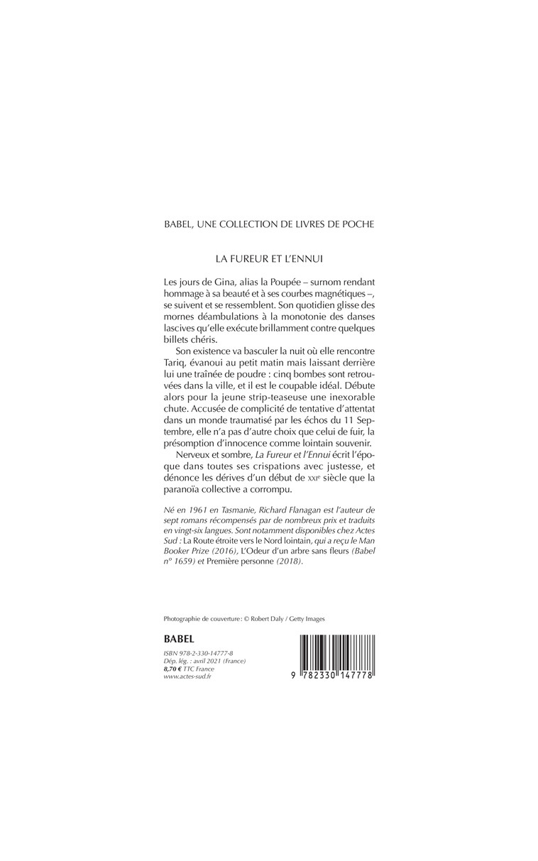 La Fureur et l'Ennui - Richard Flanagan - ACTES SUD