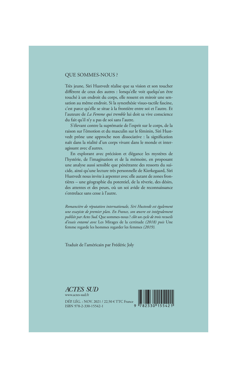 Que sommes-nous ? - Siri Hustvedt - ACTES SUD