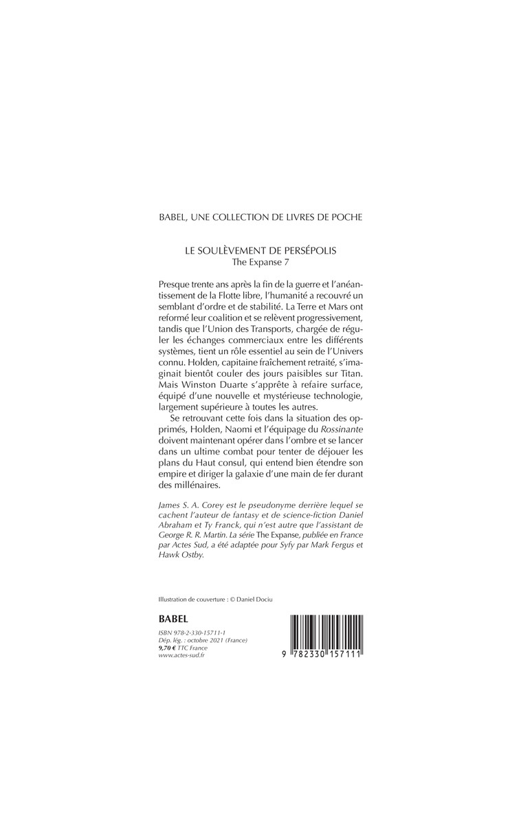 Le Soulèvement de Persépolis - James s. a. Corey - ACTES SUD