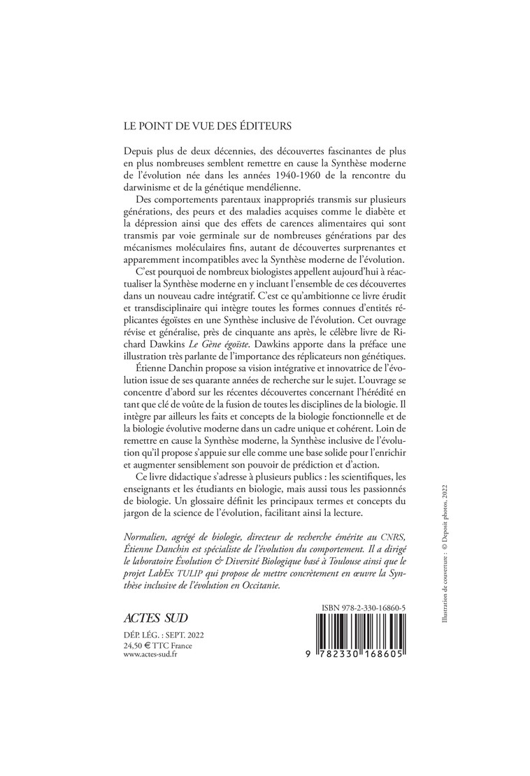 LA SYNTHÈSE INCLUSIVE DE L'ÉVOLUTION - Étienne Danchin - ACTES SUD