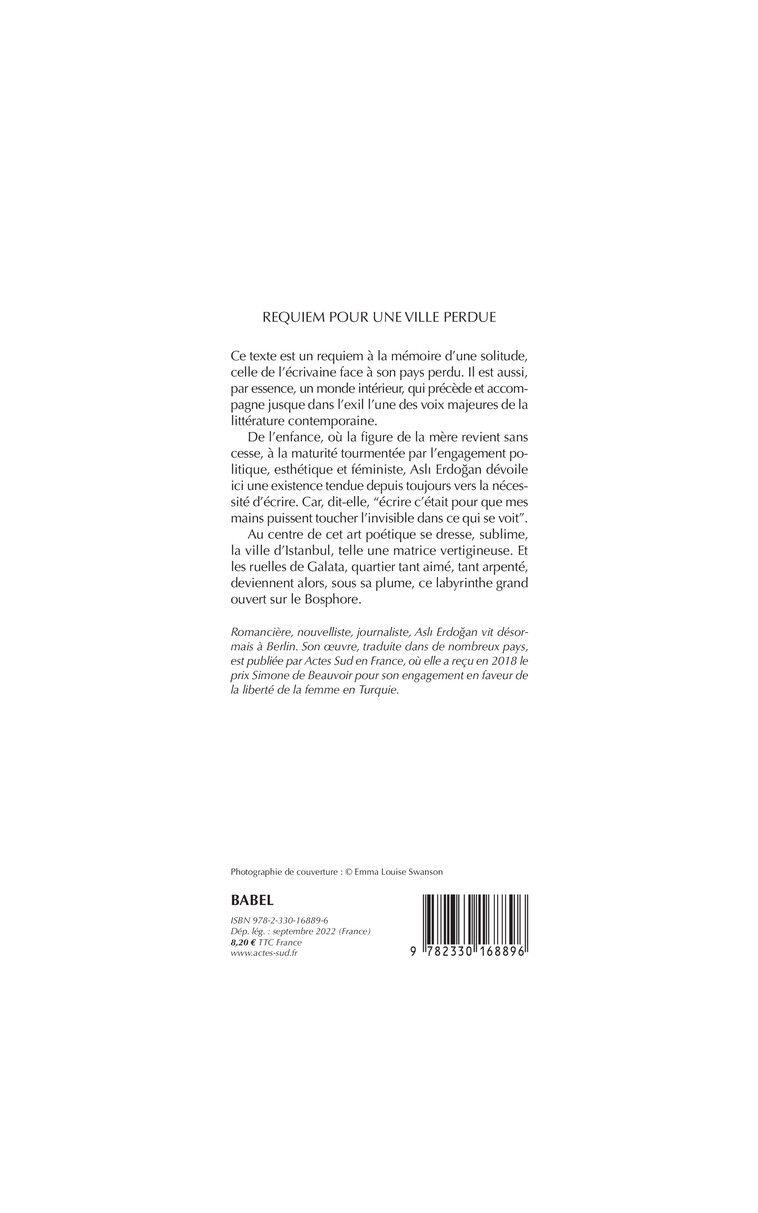 Requiem pour une ville perdue - Asli Erdogan - ACTES SUD