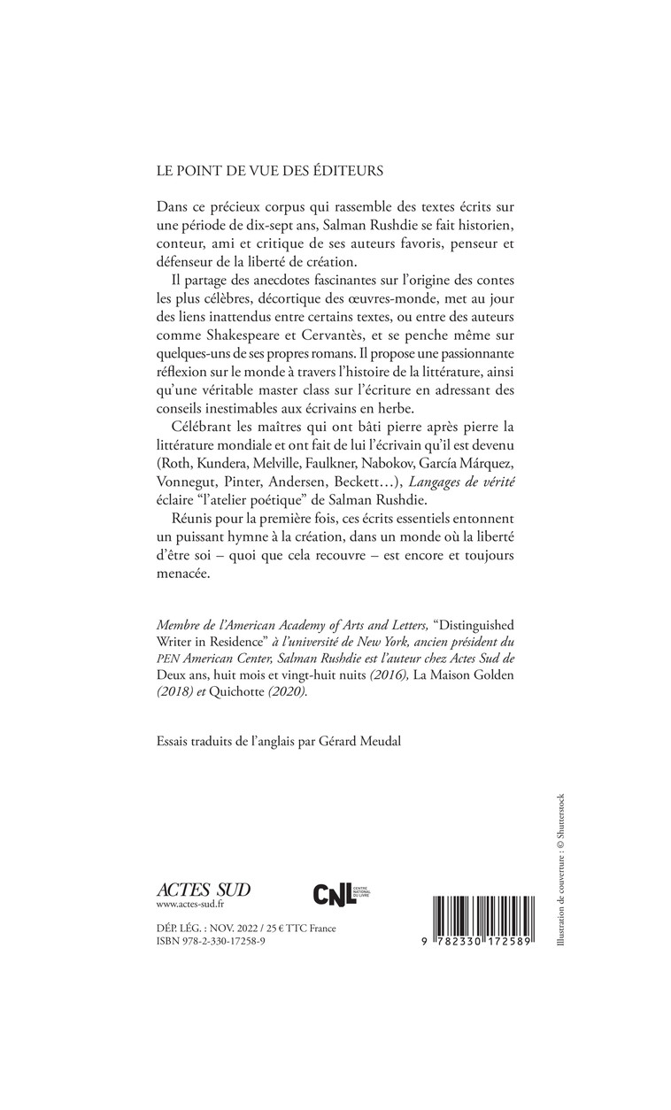 Langages de vérité - Salman Rushdie - ACTES SUD