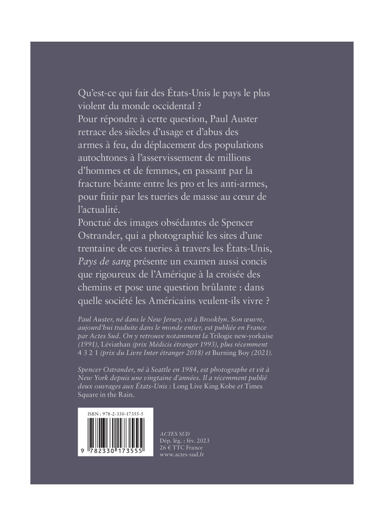 Pays de sang - Paul Auster - ACTES SUD