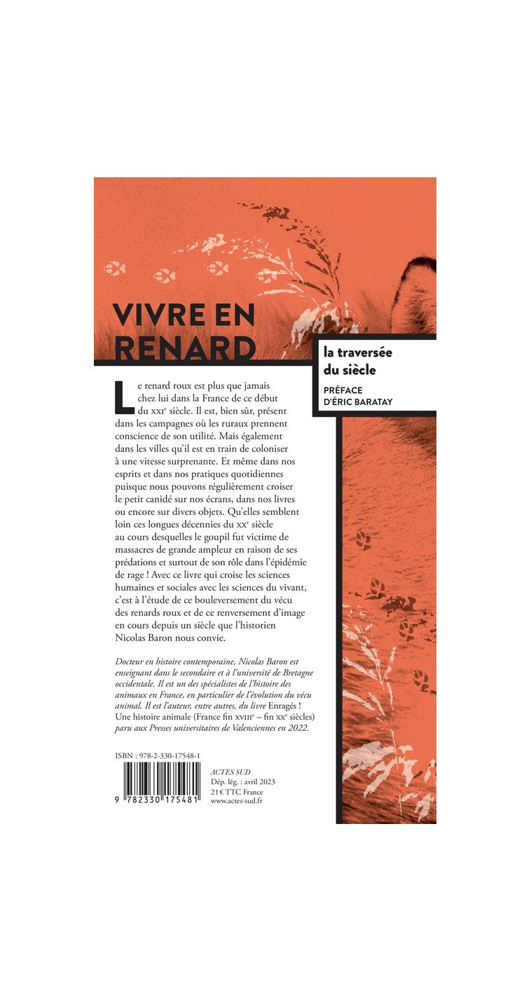 Vivre en renard - Nicolas Baron - ACTES SUD