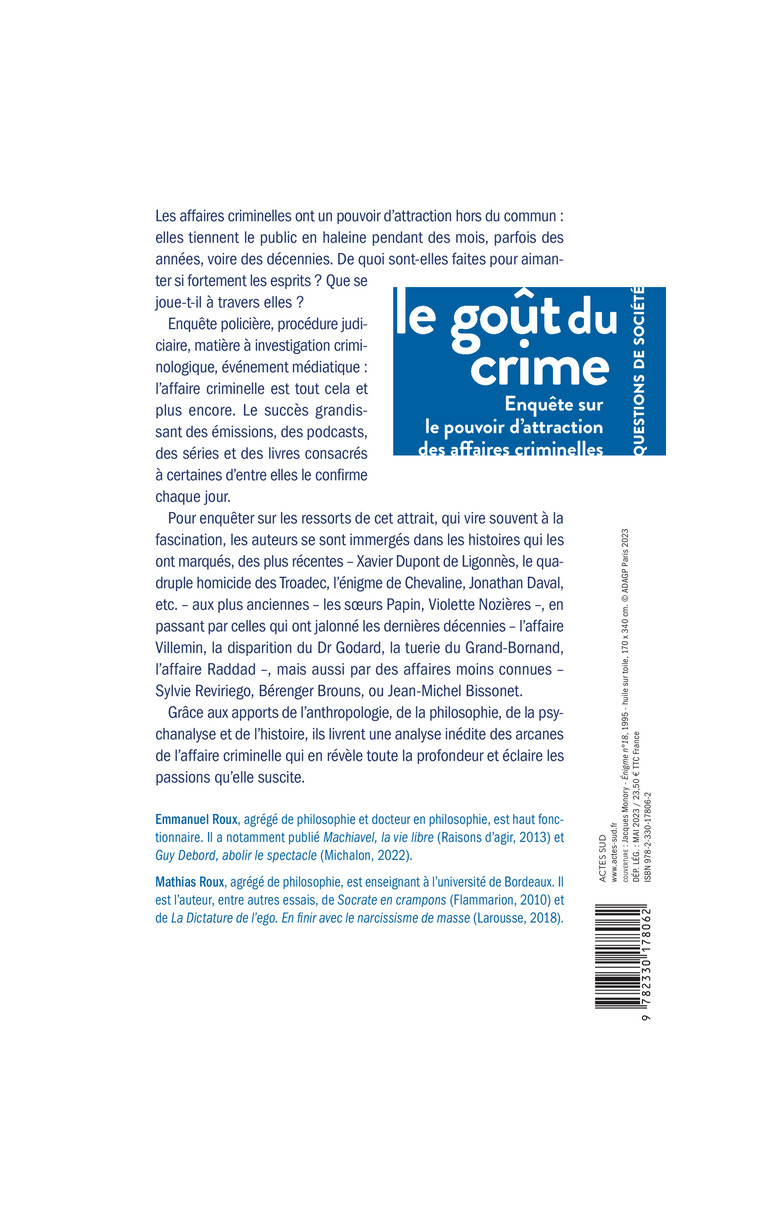 Le Goût du crime - Mathias Roux - ACTES SUD