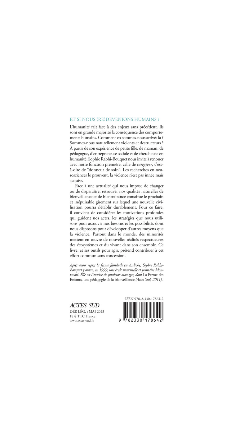 Et si nous (re)devenions humains ? - Sophie Rabhi - ACTES SUD