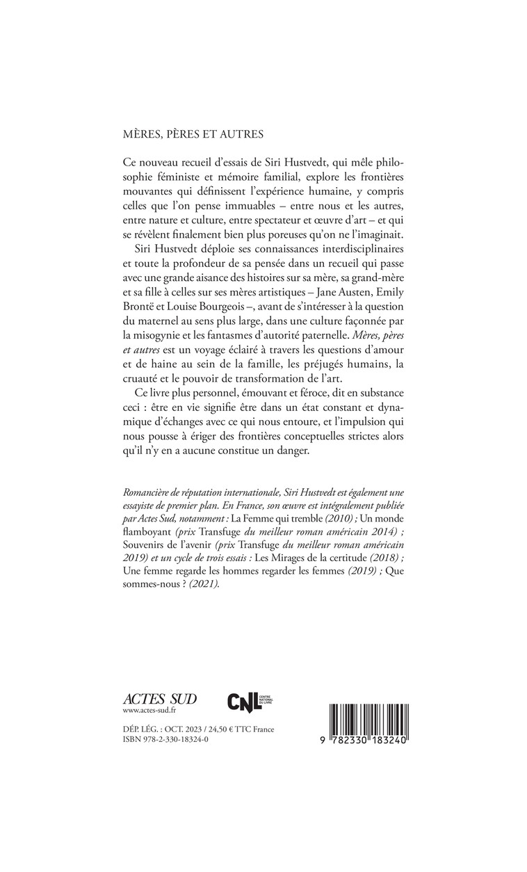 Mères, pères et autres - Siri Hustvedt - ACTES SUD