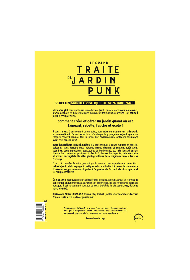 Le grand traité du jardin punk  - Éric Lenoir - TERRE VIVANTE