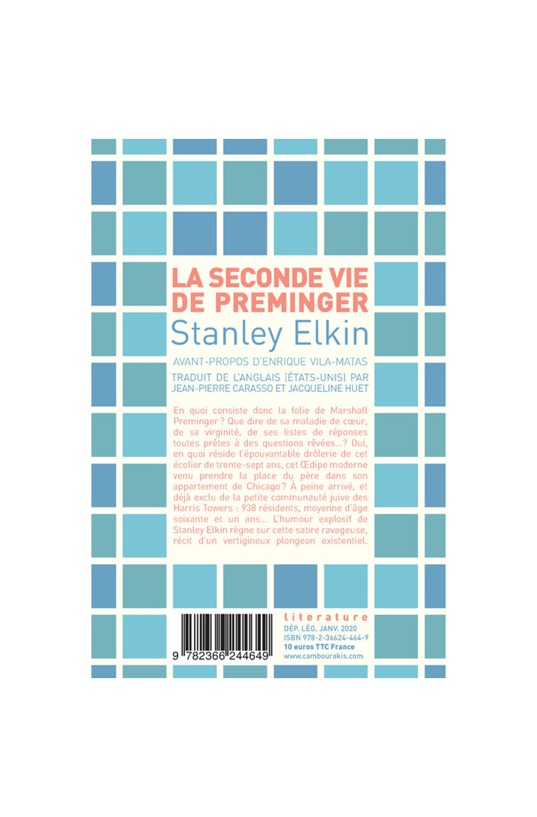 La seconde vie de Preminger - Stanley Elkin - CAMBOURAKIS