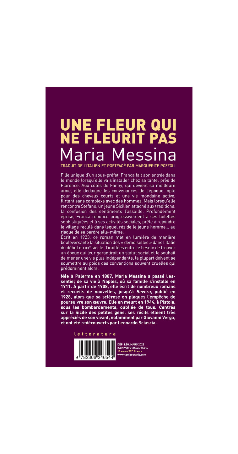 Une fleur qui ne fleurit pas - Maria Messina - CAMBOURAKIS