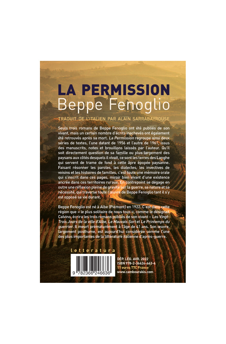 La Permission - Beppe Fenoglio - CAMBOURAKIS