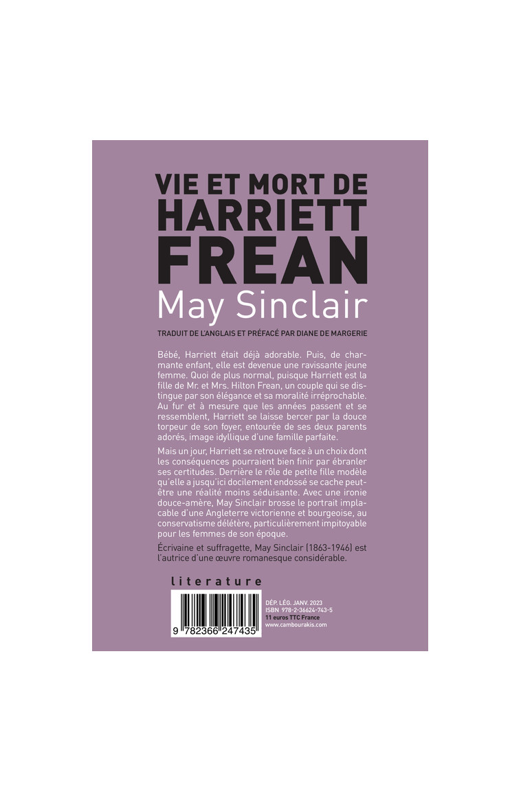 Vie et Mort de Harriett Frean - May Sinclair - CAMBOURAKIS