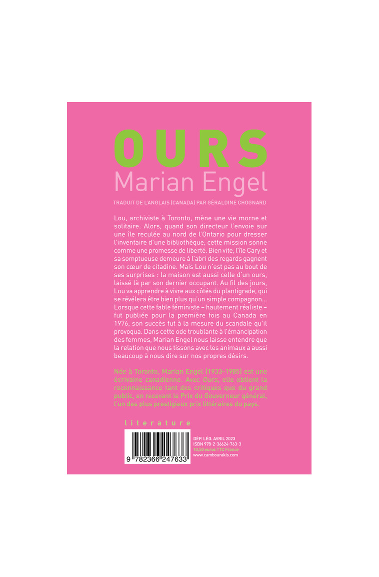 Ours - Marian Engel - CAMBOURAKIS