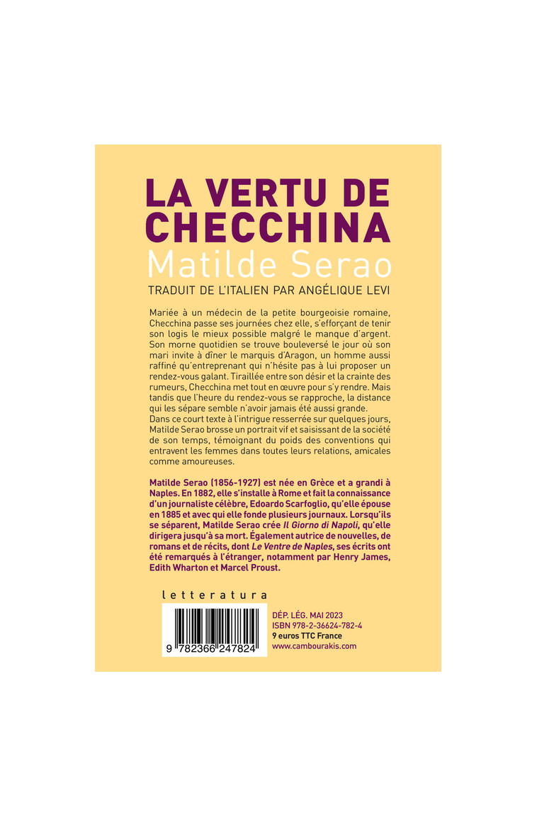 La vertu de Checchina - Matilde Serao - CAMBOURAKIS