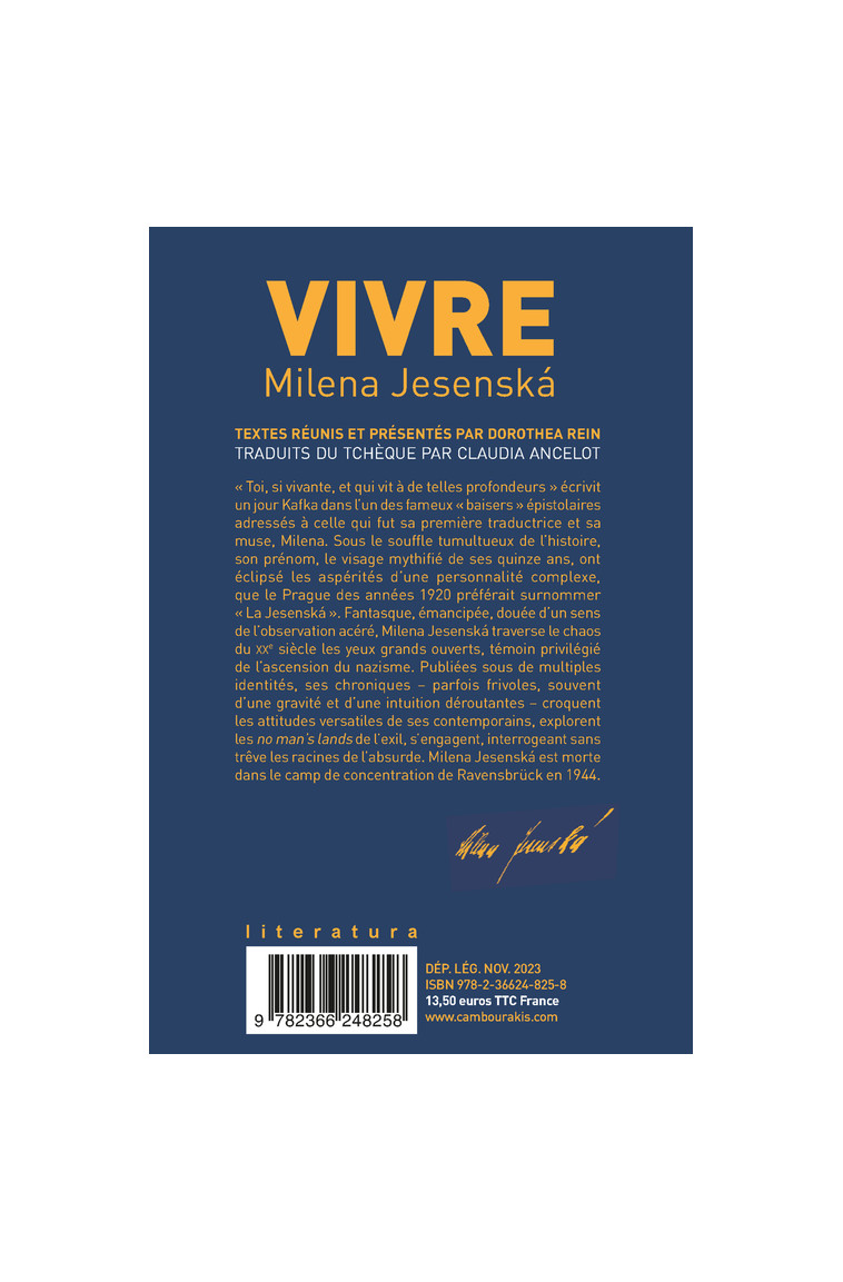 Vivre - Milena Jesenska - CAMBOURAKIS