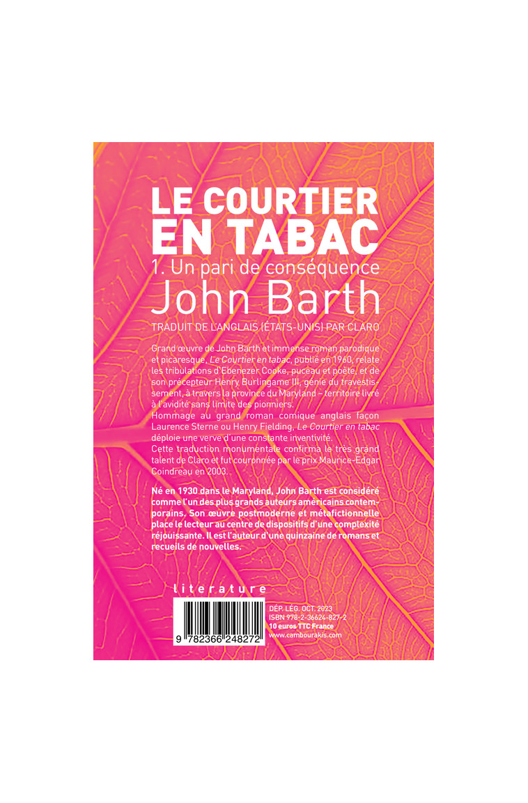 Le Courtier en tabac. tome 1 - John Barth - CAMBOURAKIS