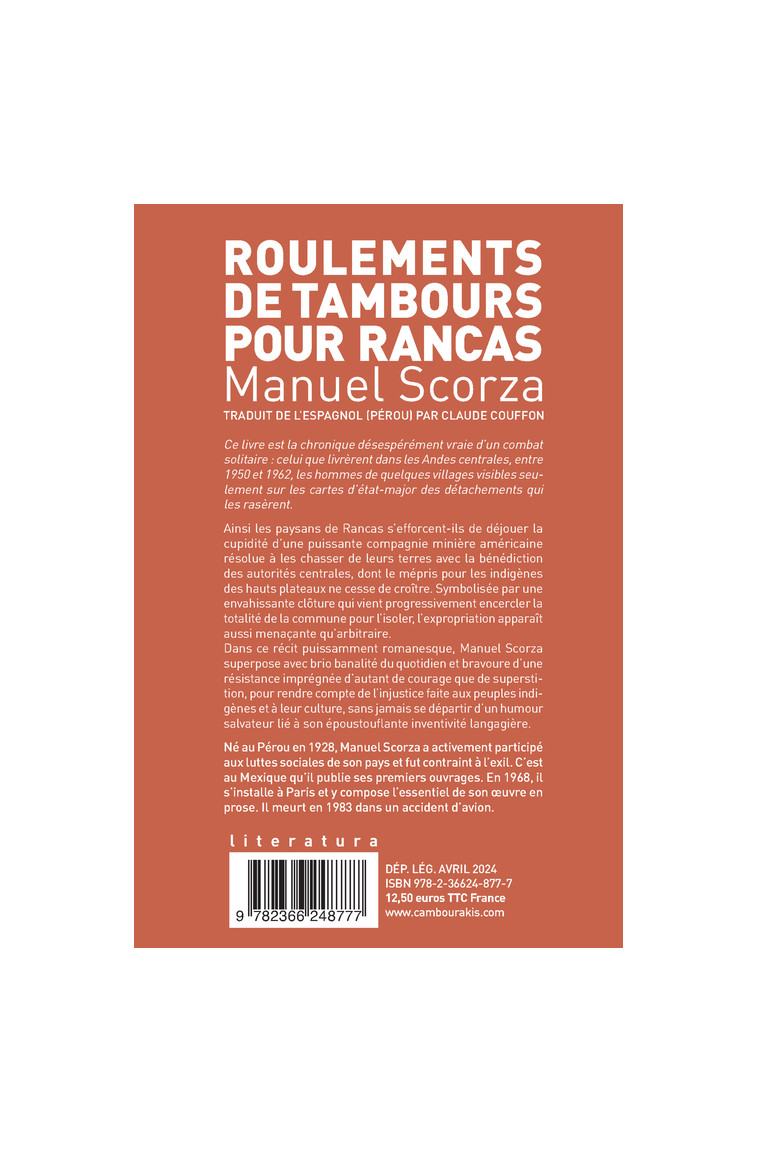 Roulements de tambours pour Rancas - Manuel Scorza - CAMBOURAKIS