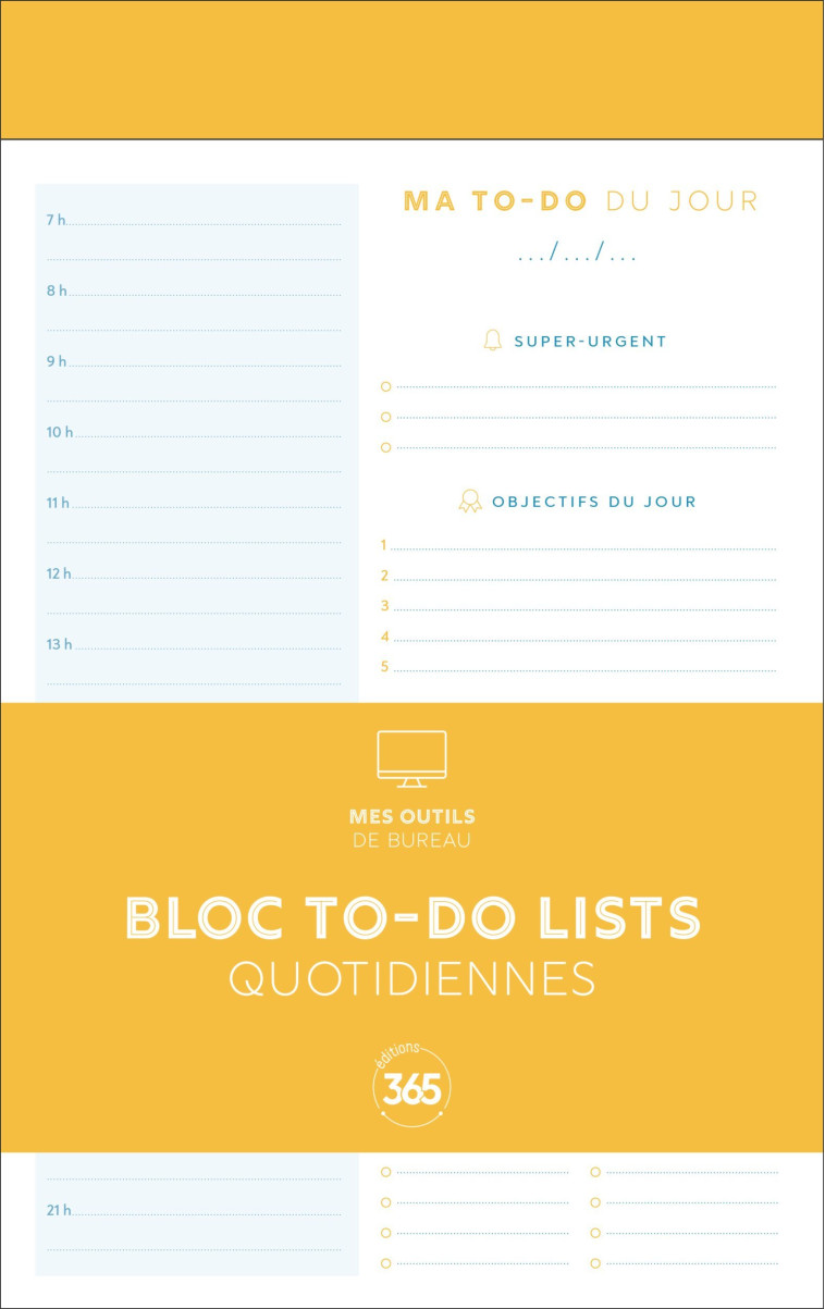 Bloc de to-do lists quotidiennes -  Editions 365 - 365 PARIS