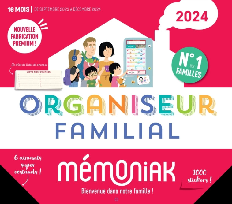 Organiseur familial Mémoniak 2024, calendrier organisation familial mensuel (sept. 2023- déc. 2024) -  Nesk - 365 PARIS