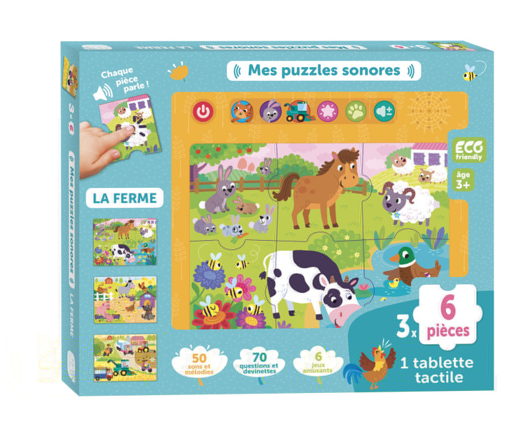 MES PUZZLES SONORES - LA FERME -  Collectif - 1 2 3 SOLEIL