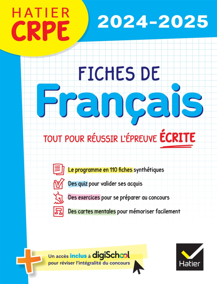 Hatier CRPE -  Fiches de Français - Epreuve écrite 2024/2025 - Micheline Cellier - HATIER