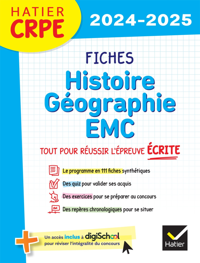 Hatier CRPE -  Fiches d'Histoire géographie EMC - Epreuve écrite 2024/2025 - Alexandra Baudinault - HATIER