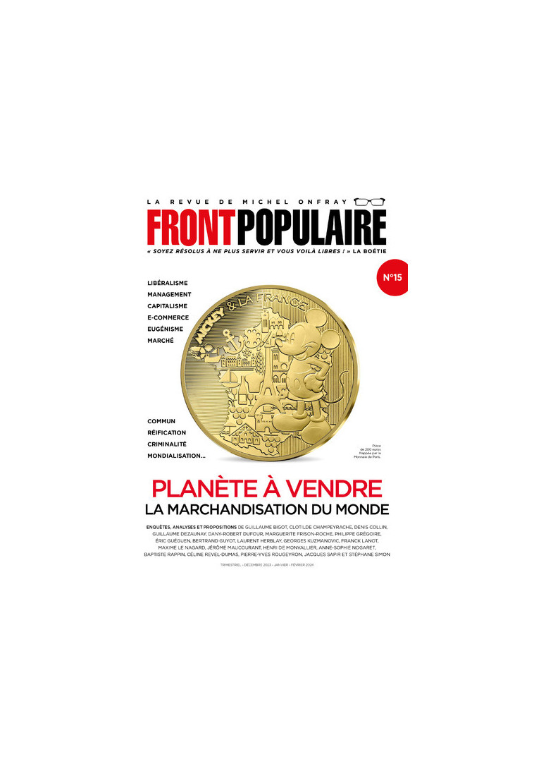 FRONT POPULAIRE - N° 15 - Michel Onfray - DU PLENITRE