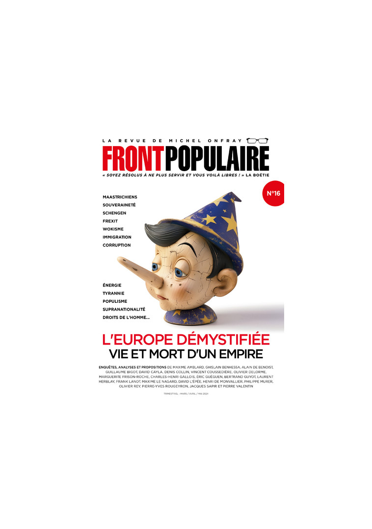 Front Populaire - N° 16 L'Europe démystifiée, vie et mort d'un empire - Michel Onfray - DU PLENITRE