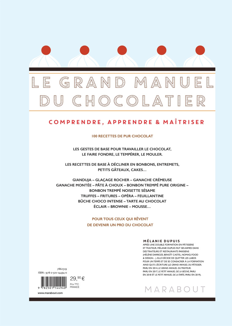 Le grand manuel du chocolatier - Mélanie Dupuis - MARABOUT