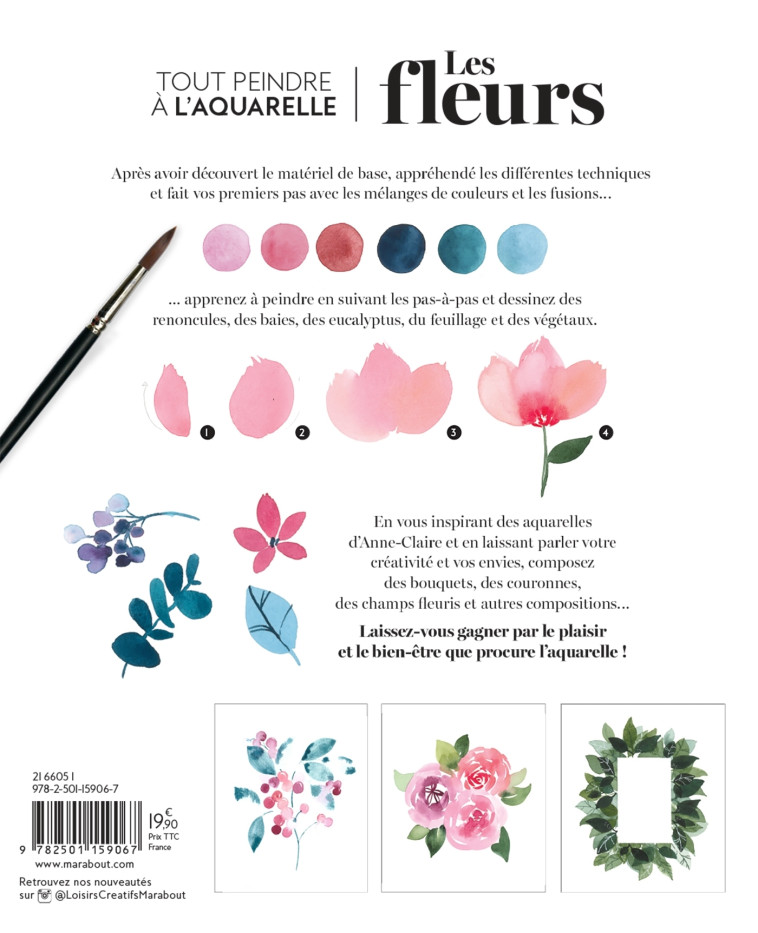 Tout peindre à l'aquarelle - Les fleurs - Anne-Claire Duval-Dumas - MARABOUT