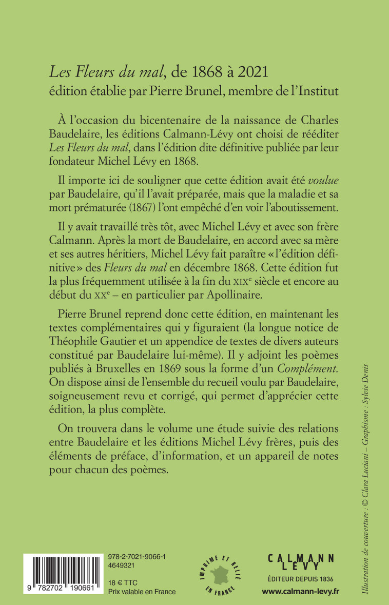 Les Fleurs du mal - Charles Baudelaire - CALMANN-LEVY