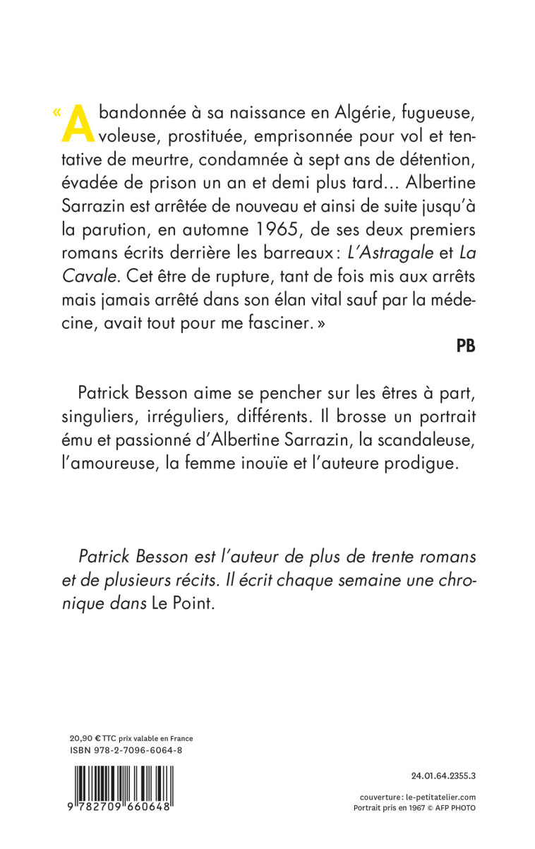 Albertine Sarrazin, la fugitive - Patrick Besson - LATTES