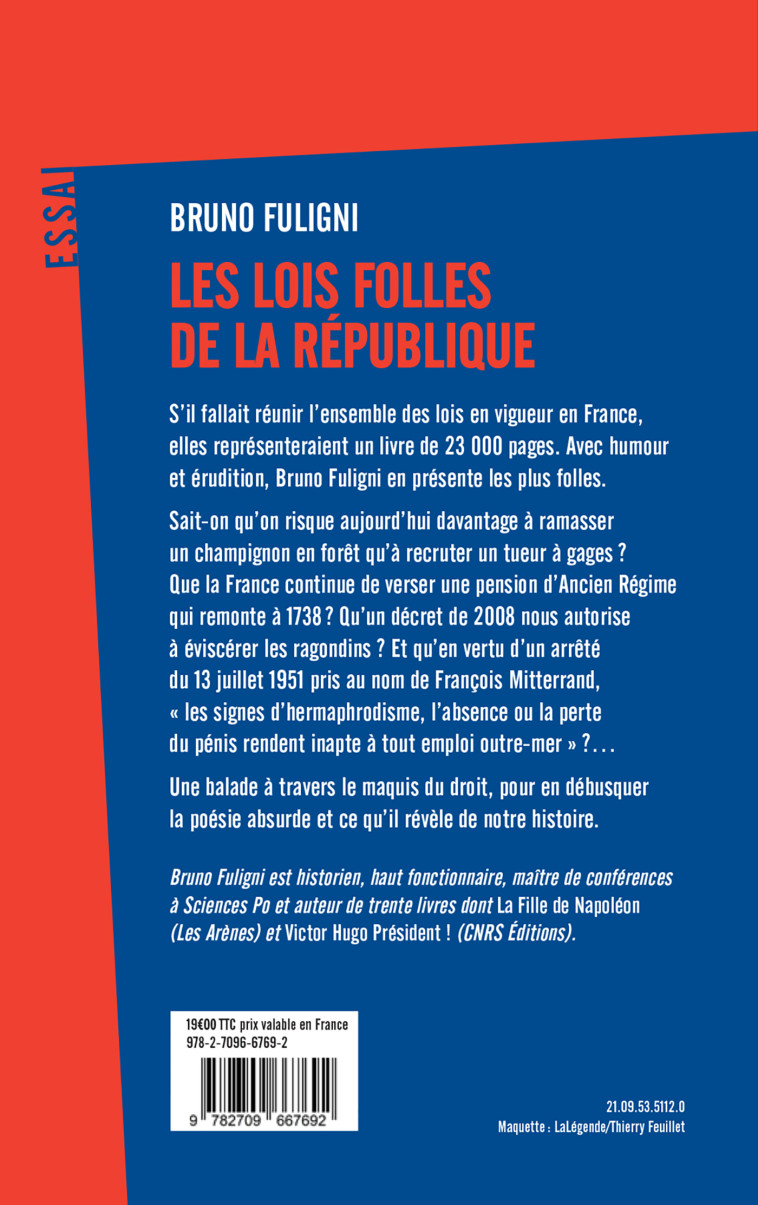 Les lois folles de la République - Bruno Fuligni - LATTES