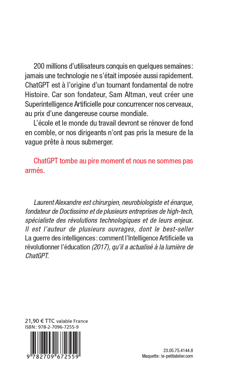 La guerre des intelligences à l'heure de ChatGPT - Alexandre Laurent - LATTES