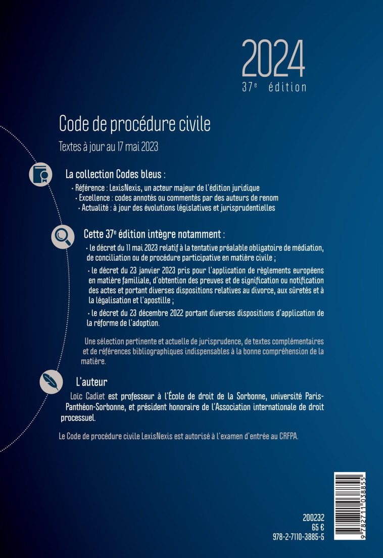 Code de procédure civile 2024 - Loïc Cadiet - LEXISNEXIS