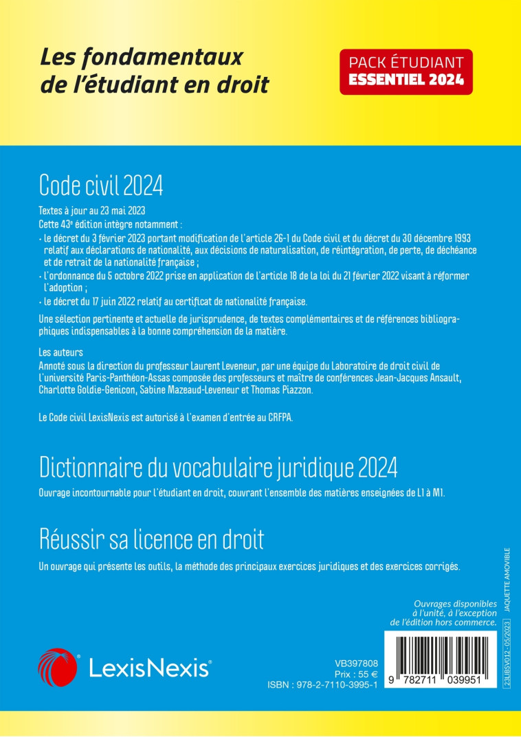 Pack étudiant essentiel 2024 -   - LEXISNEXIS